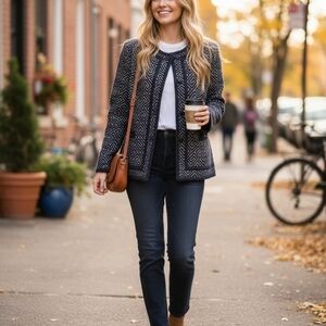 Pendleton Black and White Woolen Patterned Jacket